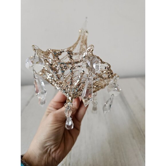Chandelier sparkle glitter ornament large shabby chic diva unique vintage Xmas - Picture 10 of 10